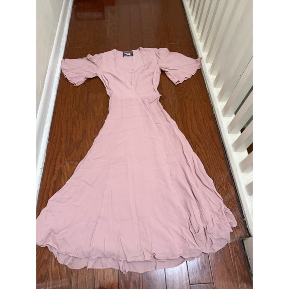 Reformation Dresses & Skirts - Reformation Midi Dress Blush Pink Viscose Wrap V-Neck Flutter Sleeve S